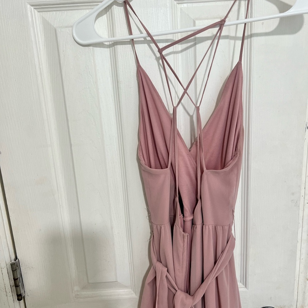 Windsor floor length blush bridesmaids dress